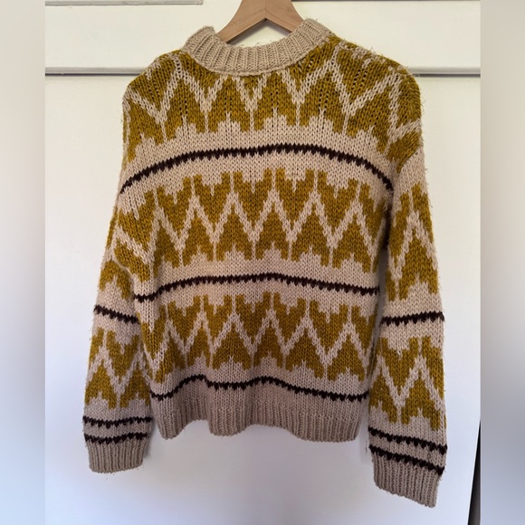 THE GREAT. Cream and Brown Crew Neck Sweater Size 1 - Picture 4 of 7